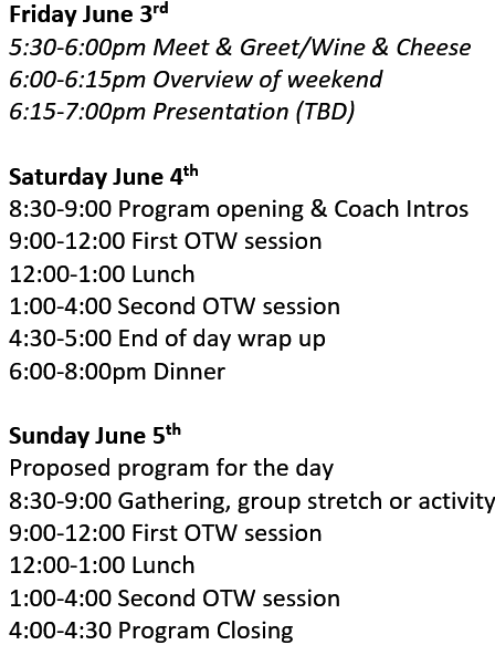 Schedule for WOW Sea Kayak Clinic